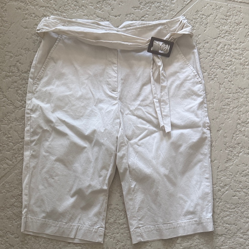Talbots Cream Women's Belted Bermuda Shorts